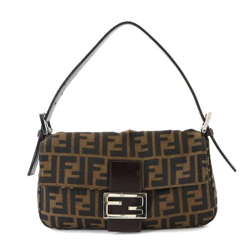 Fendi Zucca Mamma Baguette Shoulder Handbag, Canvas and Leather, Brown, 26424...